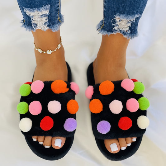 Plush Plus Size Women's Flat-Bottomed Slippers