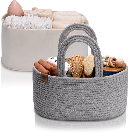 Zaakash Gray Baby Diaper Caddy Organizer Baby Shower Caddy for Newborn Boys or Girls Baby Diaper Caddy Organizer Baby Gift Registry for Newborn Baby and Baby Must Haves Essentials - Light Gray