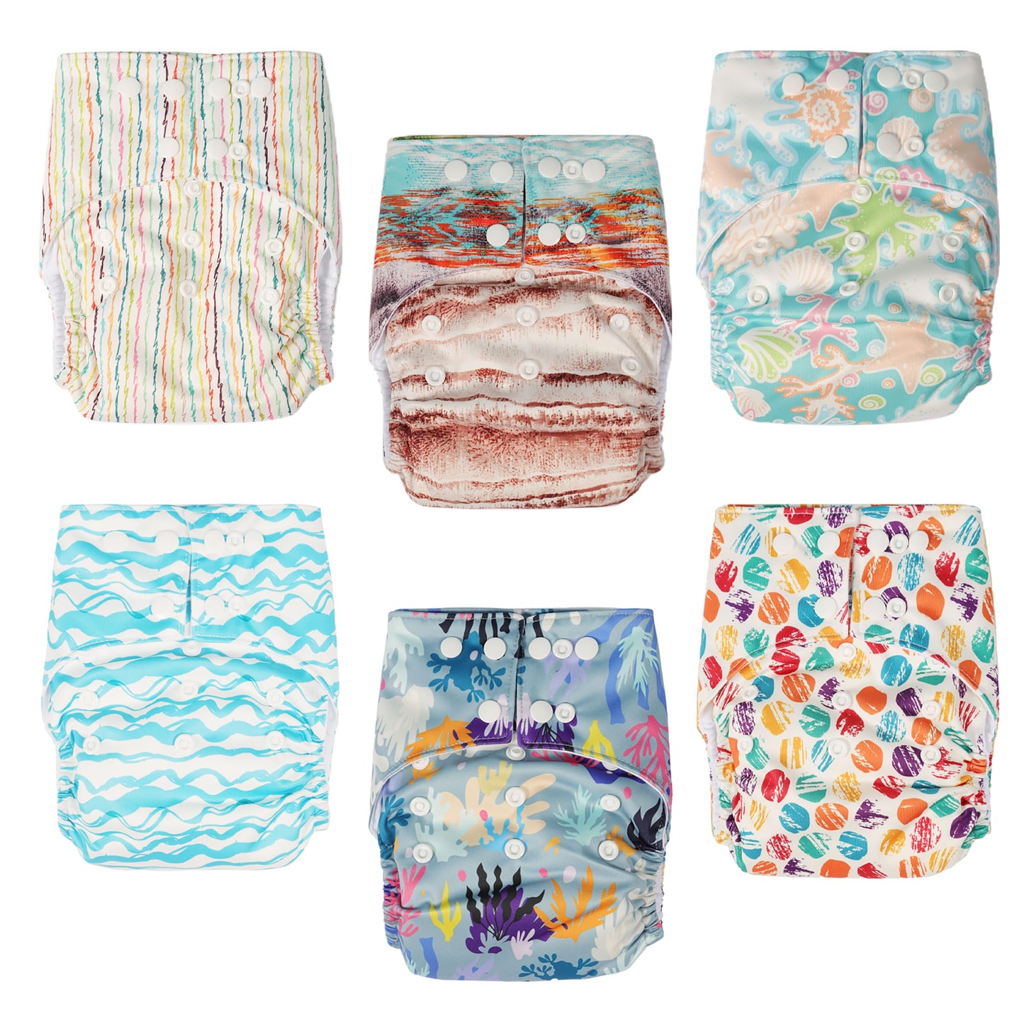 Tewdim Cloth Diapers for Babies Reusable one Size Pocket Washable 6 Diapers +6 Inserts