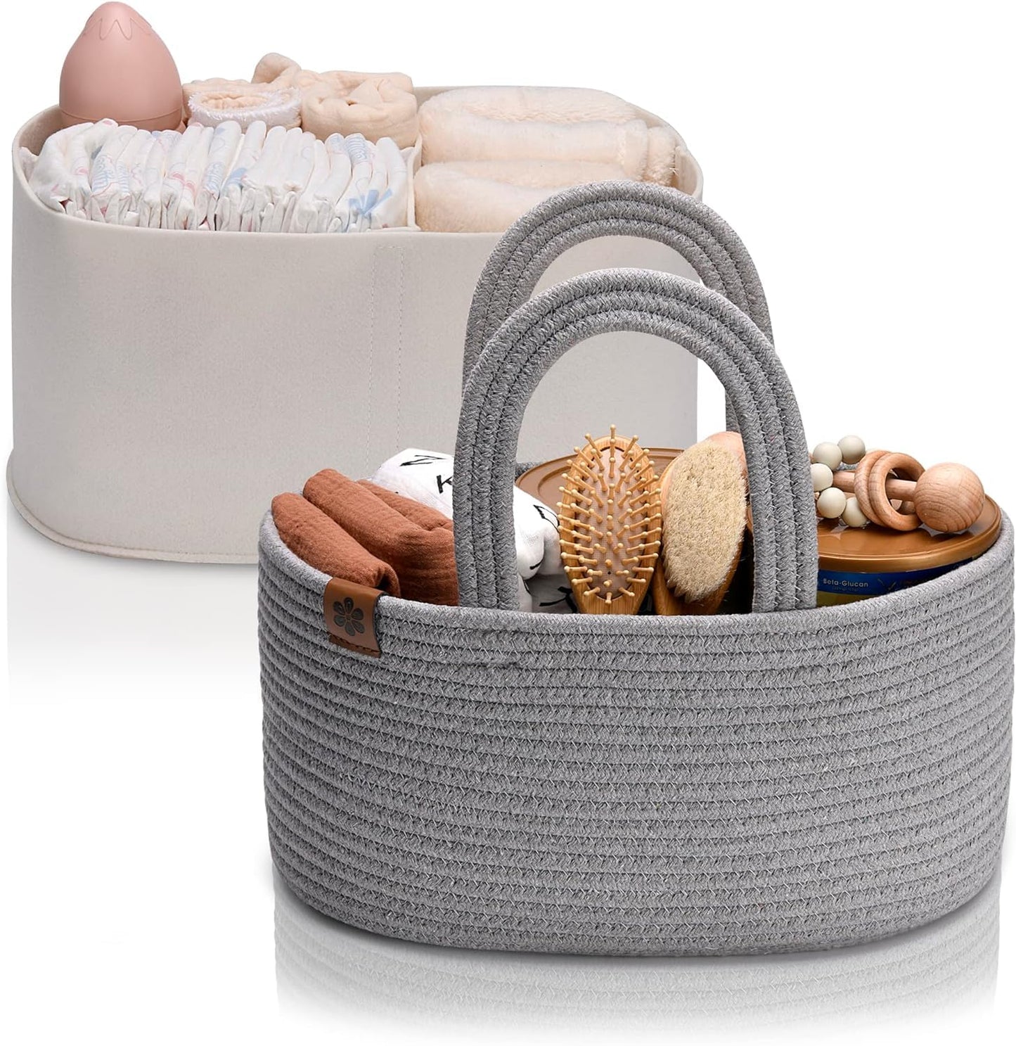 Zaakash Gray Baby Diaper Caddy Organizer Baby Shower Caddy for Newborn Boys or Girls Baby Diaper Caddy Organizer Baby Gift Registry for Newborn Baby and Baby Must Haves Essentials - Light Gray