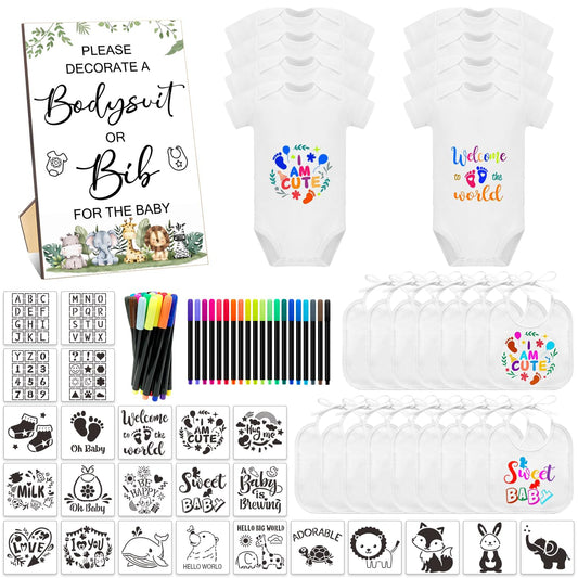69 Pcs Baby Bib & Bodysuit Baby Shower Game